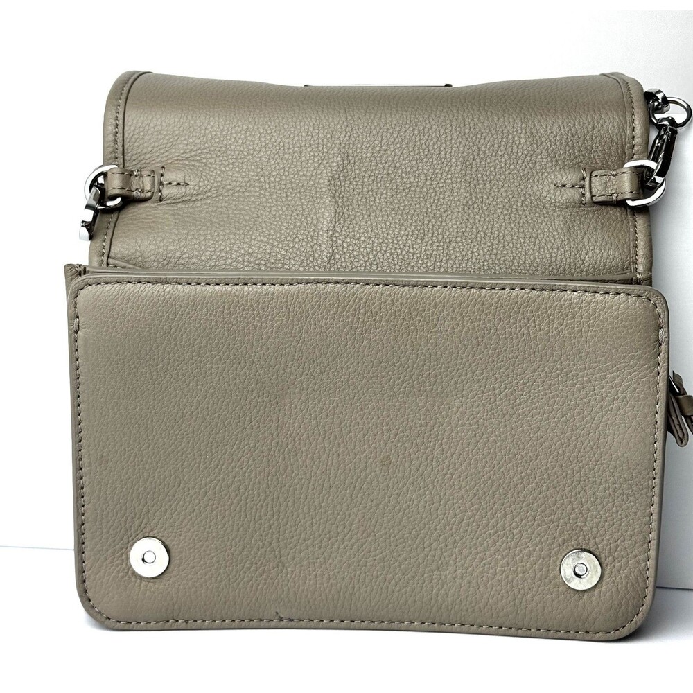 Tory Burch Britten French Grey Pebbled Leather Convertible Crossbody Bag - Picture 10 of 16